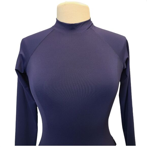 NWT Athleta Women' S North Point Rashguard Navy Blue Long Sleeve Fitted Swim Top - Picture 4 of 11